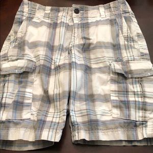 Red camel striped shorts